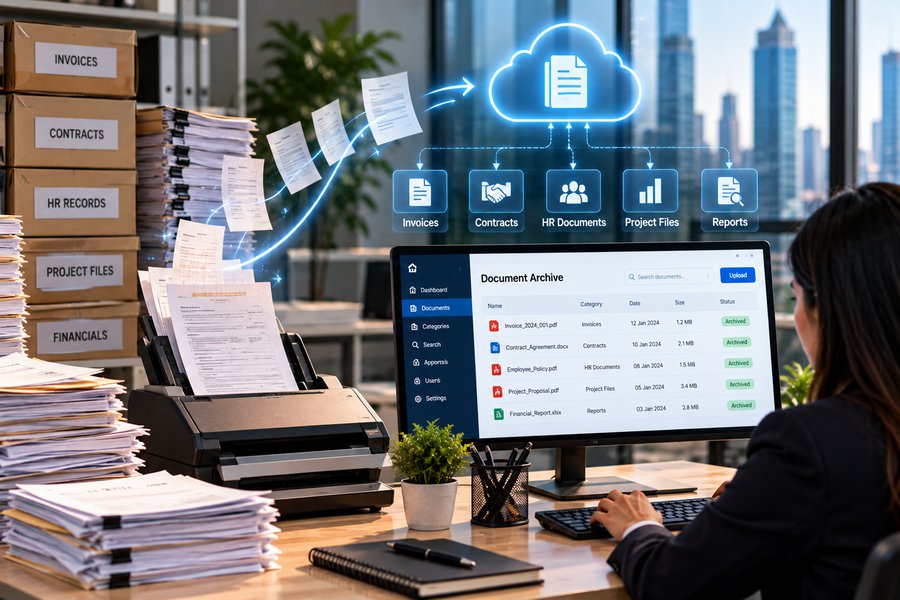 Electronic document archiving and digital records management